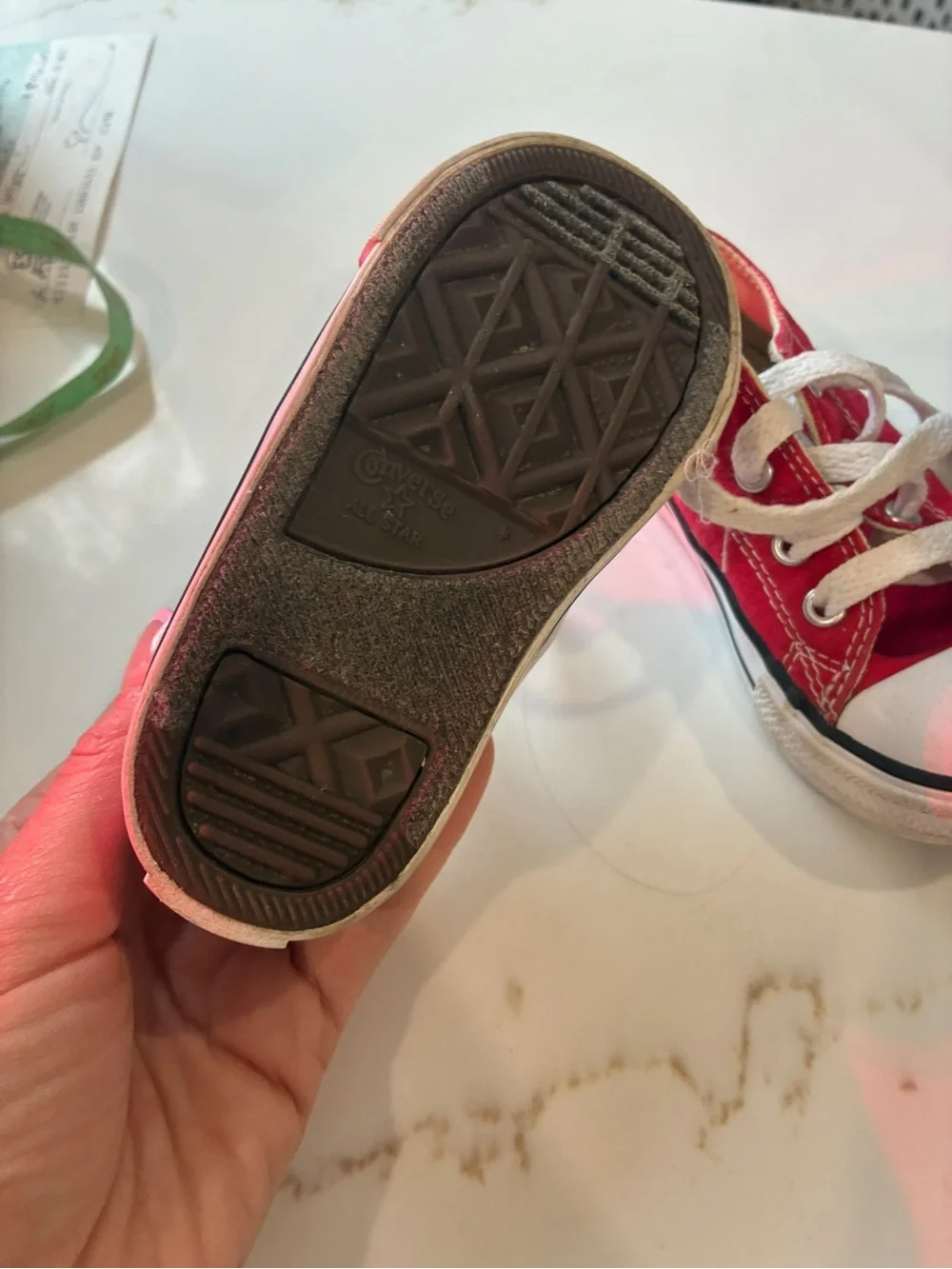 Converse Red Canvas Kids Sneakers with White Toe Cap